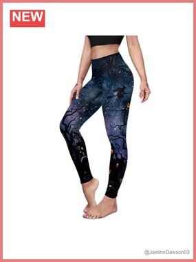 Halloween Leggings 3D Skull Pumpkin Print High Waisted Stretchy Soft Yoga Pants